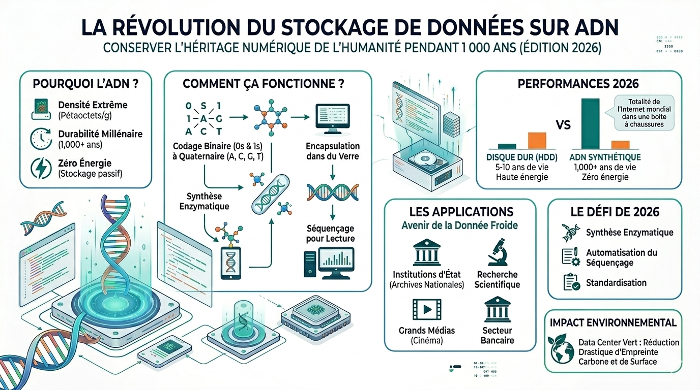 La Révolution du Stockage de Données sur ADN : Pourquoi le futur de l'informatique mondiale est biologique (Édition 2026)